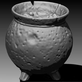 cast iron cauldron leland van leer Tabletop 3D Printable Terrain pot witch cook cookpot bubbling 3d print model - Mito3D