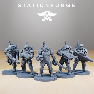 nationale garde infanterie gare forger table personnages créatures Sci univers bataille trousse ww2 scifi kitbash ww1 cyborg grimguard 3d print model - Mito3D