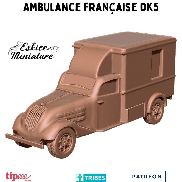 Französisch Krankenwagen dk5 28mm eskice Miniatur Fahrzeug ww2 Kriegsspiel 15mm 1 72 3D print model - Mito3D