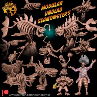 undead skeleton sea monsters full set lost hobbyist monster warhammer nighthaunt monkeyisland armyset 3d print model - Mito3D