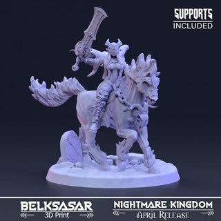 knight eternal pain variant 2 belksasar 3dprint armor board chain detailed fantasy ram realistic skull sword tomb weapon woman horse boardgames terror tail nightmare hellfire dnd melee lance 32mm infernal 3d print model - Mito3D