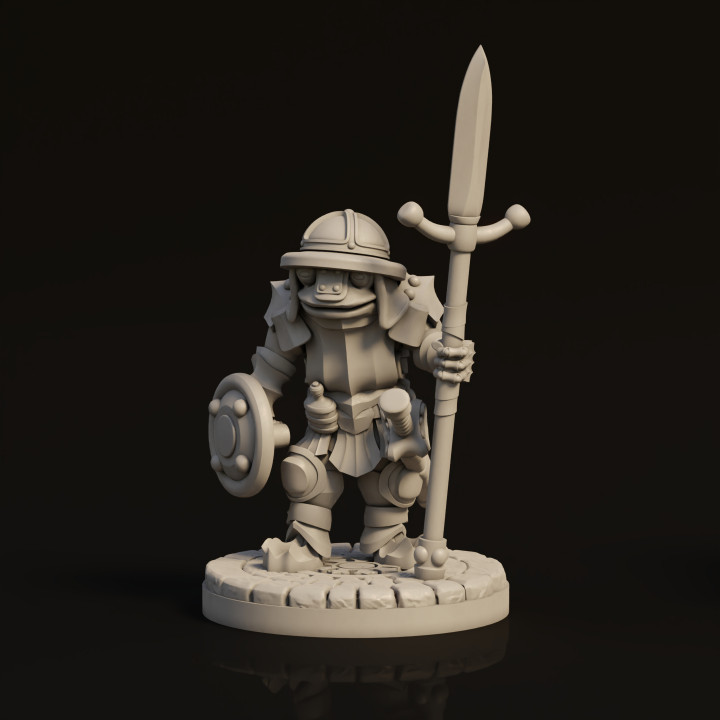 bullywug rana soldado vectorminiaturas mesa caracteres criaturas fantasía universo Tienda juegos tabletopcharacters creatures 3D print model - Mito3D