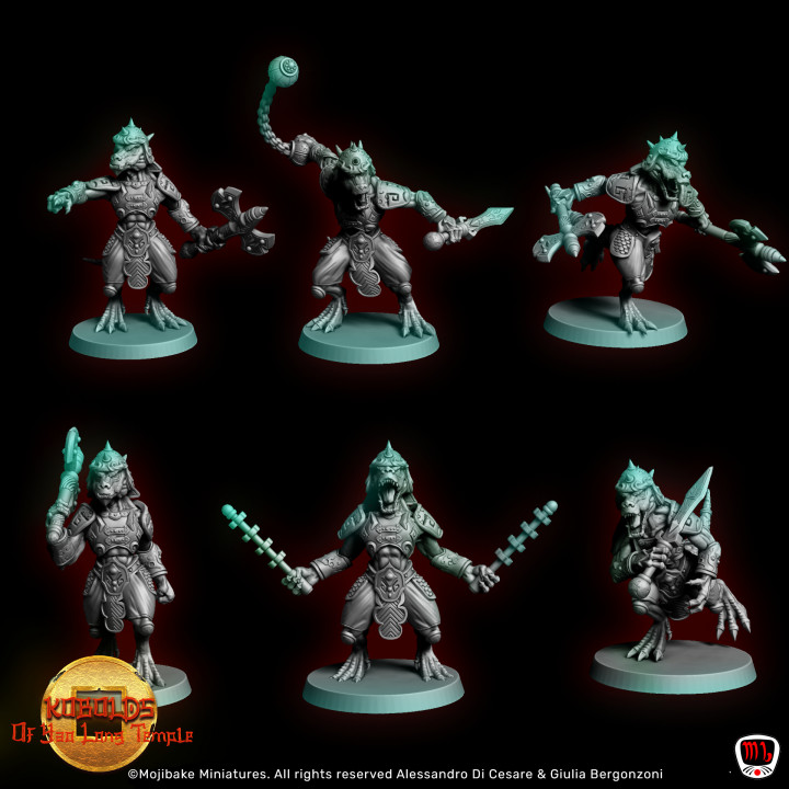 asiático kobolds guerreros pre presupported mojibake coleccionables mesa caracteres criaturas fantasía universo modular armas presupuesto 3D print model - Mito3D