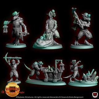 asian kobolds miners pre-presupported mojibake collectibles Tabletop Characters & Creatures Fantasy Universe presupported kobols 3d print model - Mito3D