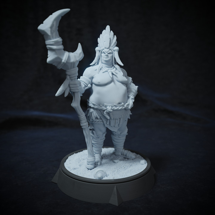 Chef Keanu npc Bucht Schwerter tief Krypta Studios Tischplatte Zeichen Kreaturen Fantasie Universum Strand Rollenspiel Meer dnd Hawaii Fett Maori Schamane Stamm polynesisch 3D print model - Mito3D