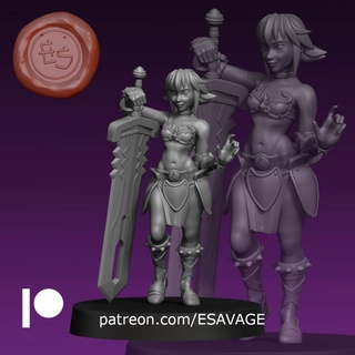breya barbarian - 32mm dnd ethantsavage Tabletop Characters & Creatures Fantasy Universe human woman greatsword 3d print model - Mito3D