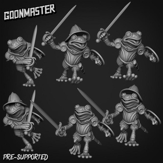 frog swordsman goon master Tabletop Characters & Creatures Fantasy Universe animal knight mini plate shield soldier sword tank wargaming miniature tabletop steel paladin dnd toad melee grung anthropamorphic 3d print model - Mito3D