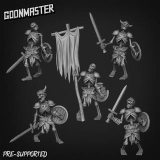 skeleton warrior bundle goon master Tabletop Characters & Creatures Fantasy Universe army bones fighter shield skull soldier sword undead banner evil summon dungeon crypt necromancer 3d print model - Mito3D