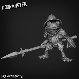 fancy frog spearman 1 goon master Tabletop Characters & Creatures Fantasy Universe fighter soldier wargaming warrior miniature tabletop paladin dnd toad armoured grung swamp 3d print model - Mito3D