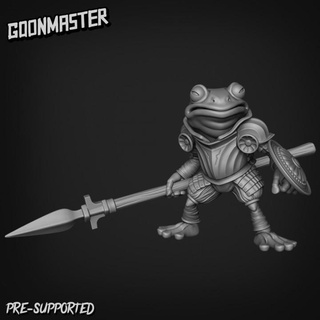 fancy frog spearman 1 b goon master Tabletop Characters & Creatures Fantasy Universe fighter soldier wargaming warrior miniature tabletop paladin dnd toad armoured grung swamp 3d print model - Mito3D