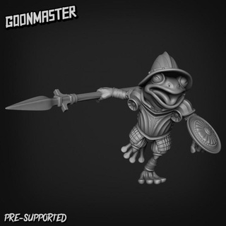 fancy frog spearman 2 goon master Tabletop Characters & Creatures Fantasy Universe fighter soldier spear wargaming warrior miniature tabletop paladin dnd toad armoured grung swamp 3d print model - Mito3D