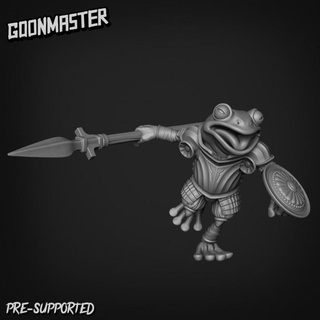 fancy frog spearman 2 b goon master Tabletop Characters & Creatures Fantasy Universe fighter soldier wargaming warrior miniature tabletop paladin dnd toad armoured grung swamp 3d print model - Mito3D