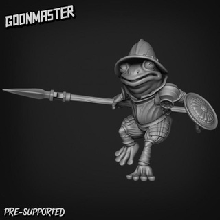 fancy frog spearman 3 goon master Tabletop Characters & Creatures Fantasy Universe fighter soldier wargaming warrior miniature tabletop paladin dnd toad armoured grung swamp 3d print model - Mito3D