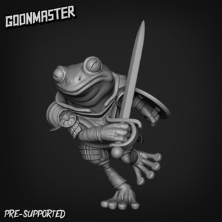 fancy frog swordsman 1 b goon master Tabletop Characters & Creatures Fantasy Universe fighter soldier wargaming warrior miniature tabletop paladin dnd toad armoured grung swamp 3d print model - Mito3D