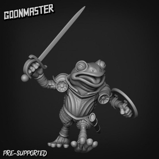 fancy frog swordsman 2 b goon master Tabletop Characters & Creatures Fantasy Universe fighter soldier wargaming warrior miniature tabletop paladin dnd toad armoured grung swamp 3d print model - Mito3D