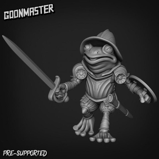 fancy frog swordsman 3 goon master Tabletop Characters & Creatures Fantasy Universe fighter soldier wargaming warrior miniature tabletop paladin dnd toad armoured grung swamp 3d print model - Mito3D