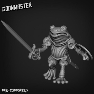 fancy frog swordsman 3 b goon master Tabletop Characters & Creatures Fantasy Universe fighter soldier wargaming warrior miniature tabletop paladin dnd toad armoured grung swamp 3d print model - Mito3D