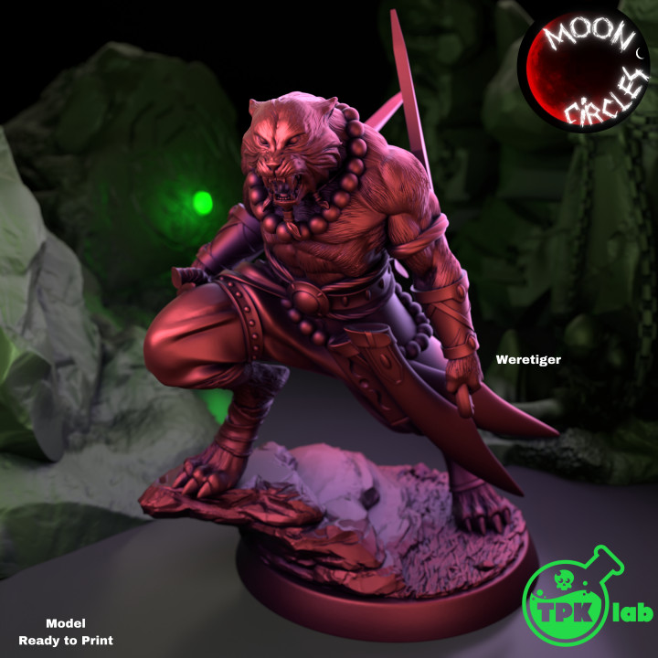 weretiger tpk laboratoire boutique créature dragons donjons monstre rpg tigre miniature lycan ttrpg Lycanthrope 3D print model - Mito3D