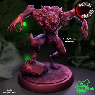 newly turned werewolf tpk lab Store creature dragons dungeons miniatures monster rpg wolf miniature d&d lycan ttrpg 3d print model - Mito3D