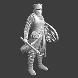 medieval danish crusader knight - mace teardrop shield northern crusades miniatures Tabletop Characters & Creatures Historical Universe battle model soldier wargaming warrior miniature tabletop toysoldier 28mm 1241 3d print model - Mito3D