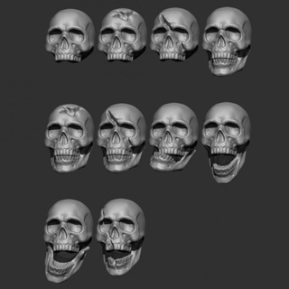 pack 10 human skulls sabertoothcollectibles Tabletop 3D Printable Terrain Fantasy dungeons fantasy horror skull wargaming warhammer tabletop dnd 3d print model - Mito3D