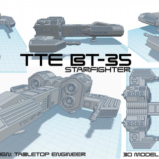 tte bt-35 starfighter brander roullett Tabletop Characters & Creatures Sci-Fi Universe Vehicles Machines spaceship tabletop stargrave sablebadger fiveparsecs 3d print model - Mito3D