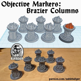 objective markers - brazier columns brander roullett Tabletop accessories tabletoprpg rangersofshadowdeep dungeonsandragons sablebadger objectivemarkers fiveleagues 3d print model - Mito3D