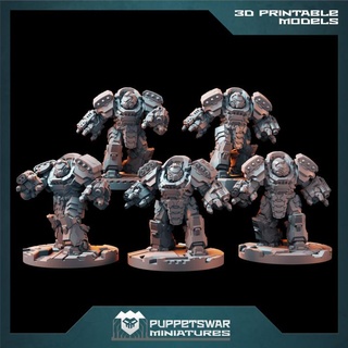 heavy strikers annihilator squad puppetswar miniatures Tabletop Characters & Creatures Sci-Fi Universe marines space wargaming warhammer tabletop 3d print model - Mito3D