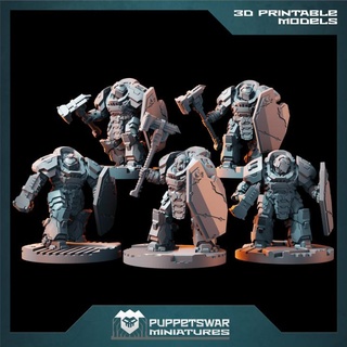 heavy strikers hammer squad puppetswar miniatures Tabletop Characters & Creatures Sci-Fi Universe marines space wargaming warhammer tabletop terminators 3d print model - Mito3D