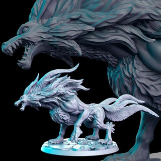 Eiswolf 32mm dnd rn estudio Tischplatte Zeichen Kreaturen Fantasie Universum Monster Rollenspiel 3d print model - Mito3D
