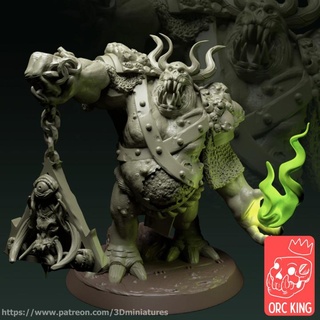 blight daemon supported orc king studio Tabletop Characters & Creatures Fantasy Universe 40k guard warhammer death prince warhammer40k deathguard nurgle daemonprince 3d print model - Mito3D