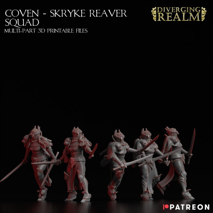 coven - skryke reaver squad divergingrealm Tabletop Characters & Creatures Fantasy Universe multipart 3D print model - Mito3D