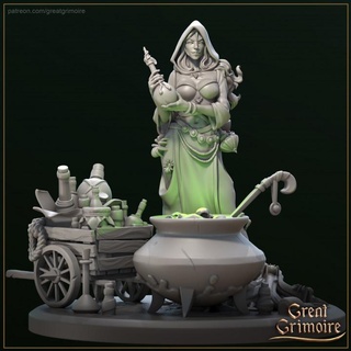 lady naya bottomless cauldron great grimoire witch roots cart potion 35mm 32mm brew potioncart 3d print model - Mito3D
