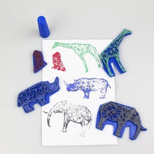 digital safari stamps toys & games print animals stamp xyzworkshop 3d print model - Mito3D
