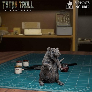 giant rat 03 pre-supported tytantroll miniatures Store dragons dungeons fantasy scale shadow minis pack dnd 32mm vermintide encounters ratman ratmen vermin ratpack cr1 3d print model - Mito3D