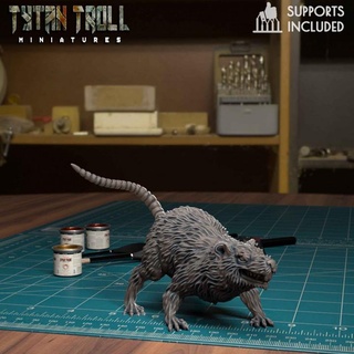 giant rat 08 pre-supported tytantroll miniatures Store dragons dungeons fantasy scale shadow minis pack dnd 32mm vermintide encounters ratman ratmen vermin ratpack cr1 3d print model - Mito3D