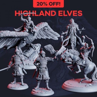 highland elves - bundle flesh gods Store bird eagle elf falcon sword horse male rider druid shaman fleshofgods 3d print model - Mito3D
