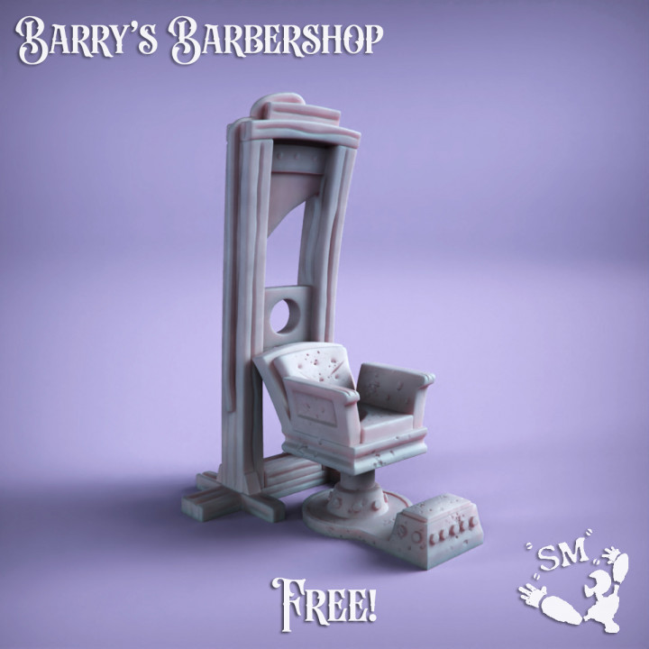 scalpotine solo miniatures Tabletop 3D Printable Terrain Fantasy chair vintage apocalypse guillotine barber 3D print model - Mito3D