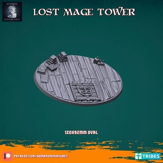 lost mage tower 120x92mm large oval base pre-supported admiral apocalypse Tabletop 3D Printable Terrain Fantasy fantasy terrain wizard miniature lotr caster tabletop gandalf dicetower potion dnd alchemy saruman bases alchemist spells grimoire trapdoor magetower 3d print model - Mito3D