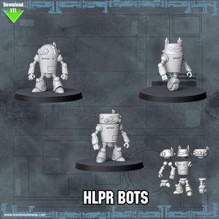 bots hlpr whlr bomba miniaturas mesa caracteres criaturas Sci Fi universo androide droide robot r2d2 larva moscardón 3d print model - Mito3D