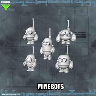 mine bots bombshell miniatures Tabletop Characters & Creatures Sci-Fi Universe android droid minion robot bot 3d print model - Mito3D