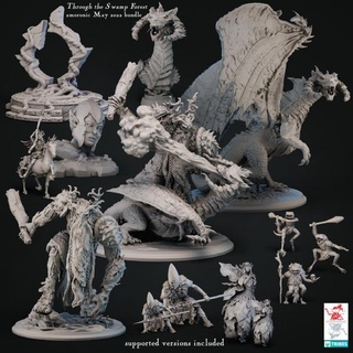swamp forest - black dragon giant bundle 17 2moronic miniatures Tabletop Characters & Creatures Fantasy Universe bust dragons dungeons elf fantasy diorama minis d&d fairy dnd scenery pathfinder 5e pre-supported 2e boggard 3d print model - Mito3D