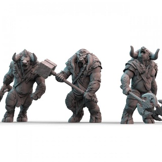Minotauro conjunto 2 pre supported impressão minis Machado fera criatura grego lenda homem mitologia touro labirinto humanóide 3d print model - Mito3D