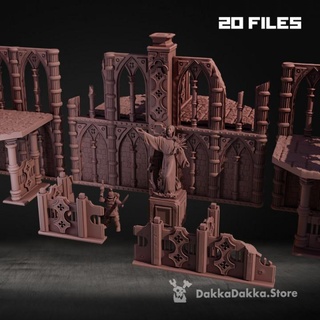 gotik arazi dakkadakkastore masaüstü 3D yazdırılabilir fantezi 3d mimari bina model heykel minyatür diyorama savaş oyunu kalıntılar 28mm üsler tahkimatlar Grimdark dakkadakka 3d print model - Mito3D