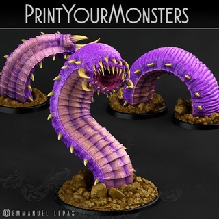 roxa Minhoca printyourmonsters loja impressão monstro conjunto miniatura vermes monstros pacote agrupar emmanuel 4k Solte verme púrpura 8k 6k 3d print model - Mito3D