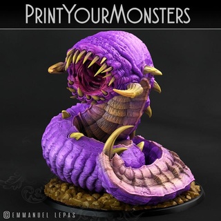 young purple worm printyourmonsters Store print game games monster rpg warhammer worms monsters tabletop patreon d&d dnd emmanuel pathfinder 4k tribe lepas purpleworm 8k 6k 3d print model - Mito3D