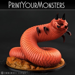 tomb grub 2 printyourmonsters Store print game games monster rpg warhammer miniature worm resin worms monsters tabletop patreon d&d dnd emmanuel pathfinder 4k tribe lepas supported 8k 6k 3d print model - Mito3D