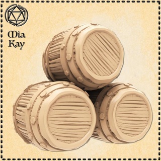 barrels stacked mia kay Tabletop 3D Printable Terrain Fantasy dragons dungeons fantasy game gaming mini rpg terrain wood miniature tabletop wooden dnd keg scatter 3d print model - Mito3D