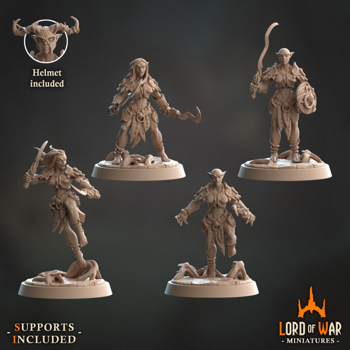 guerrieri foresta elfi modulare bundle presupposto signore guerra miniature tavolo personaggi creature fantasia universo draghi dungeon elfo mani gioco ruolo rpg scudo spada miniatura Armi pugnale arco dnd lancia supportato 3D print model - Mito3D