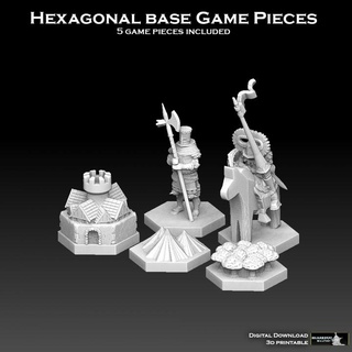 hexagonal base game pieces sharedog miniatures Tabletop accessories forest knight medieval monopoly strategy viking warhammer boardgame castle hex infantry cavalry catan village teuton mountain battletech panzer brettspiel 3d print model - Mito3D